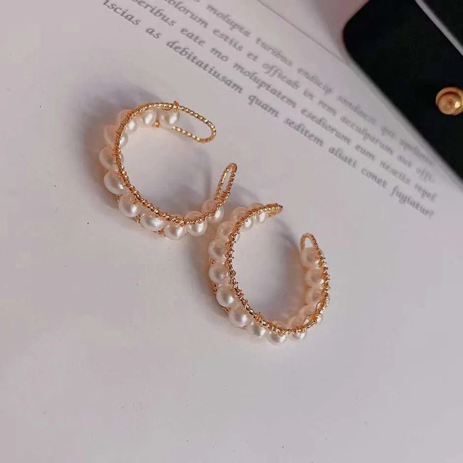 Handmade 3-4MM Freshwater Pearl Ring 18K Gold Plated Trendy Lord Inspired Engagement Wedding Party Jewelry for Anniversary