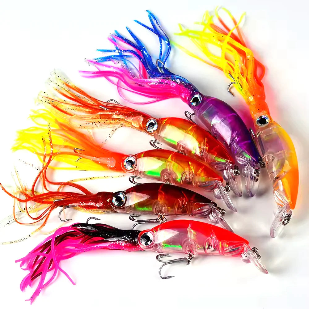 New 140mm/40g Bionic Bionic Minnow Fishing Lure Printed PVC Squid Lure for Sea Bass and Pike in Saltwater