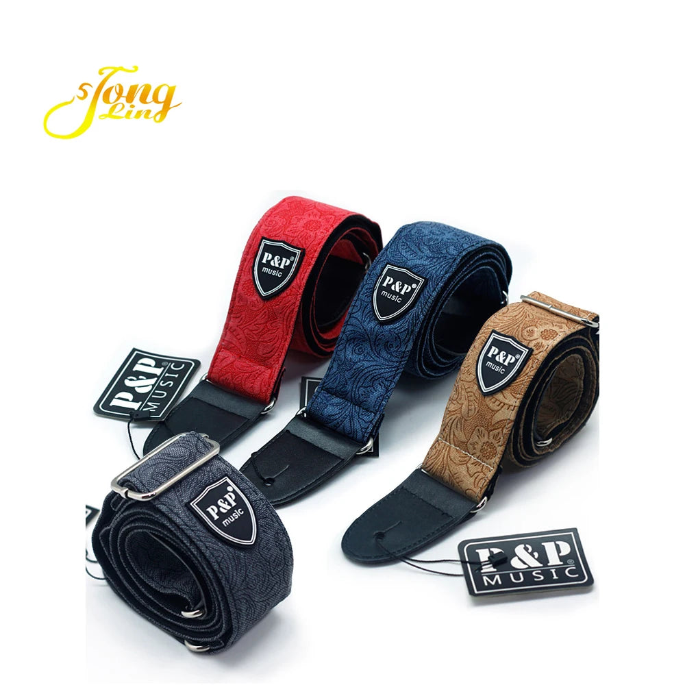 New Leather Guitar Strap Accessories Metal High-grade Cowhide Strap Musical Instrument Accessories Leather  PSB-777/PSG778
