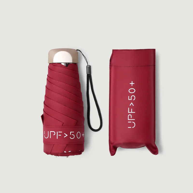 Factory Wholesale 5 Fold Mini Compact Umbrella Custom Printing Logo Super Light Anti-UV Travel Pocket Size Umbrella