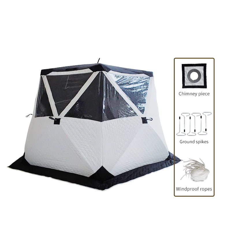 2 Person Sauna Winter Three-Layer Six Sides for 380 X380 Hexagonal Prevent Cold Outdoor Super Large Ice Fishing Tent Insulated