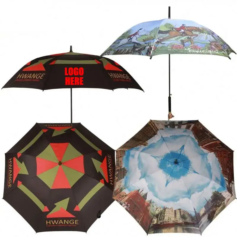Custom Logo Print 30-Inch Windproof Straight Golf Umbrella Promotional Windbreaker for Golfers