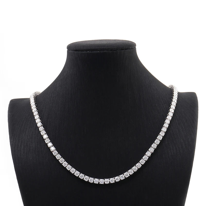 Hot Selling Tennis Chain 10k White Gold 3mmDEF White Moissanite Diamond Tennis Necklace 16 Inches  Men and Women Wearable