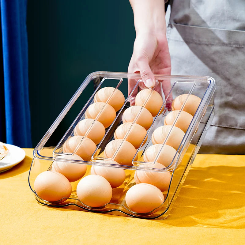 Kitchen Stackable Egg Fridge Drawer Fruit Plastic Freezer Plastic Organizer Bins Food Egg Storage Box With Lid