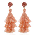2025 New Boho Style Three Layer Fringe Resin Earrings for Women