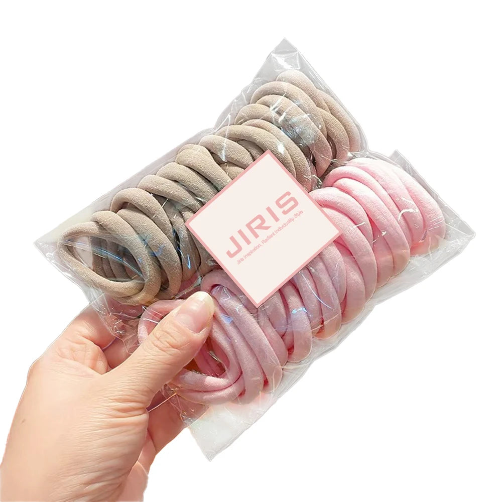 JIRIS Wholesale 50pcs/set Fashion Women Kids Hair Band Accessories Candy Color Rubber Band Hair Ties Elastic Hair Bands for Girl