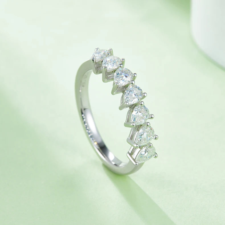 M95 Abiding Wholesale Trending Jewelry 925 Sterling Silver Custom Moissanite Diamond Pear Cut Half Eternity Band