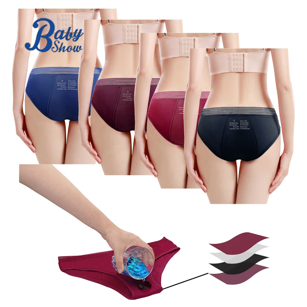 4-Layer Leak-Proof Custom Reusable Period Underwear for Girls Low Waisted Panties
