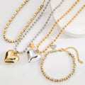 Exquisite Luxury Heart Pendant Necklace Double Color Bracelet Simple Fashion Stainless Steel Necklace for Women