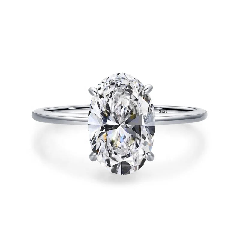 JZ1333 Luxury 925 Sterling Silver Cubic Zircon Jewelry New Design Exquisite Oval Cut Wedding Engagement Party Rings for Women