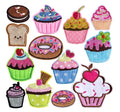 Food Doughnut Cupcake Embroidered Patches Colourful and Cute Embroidered Iron on Patches for Kids Girls Clothing