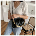 Unique Retro Design Women Leather Ruched Pattern Underarm Bag Lady Gold Plated Chain Shoulder Bag Crossbody Handbag