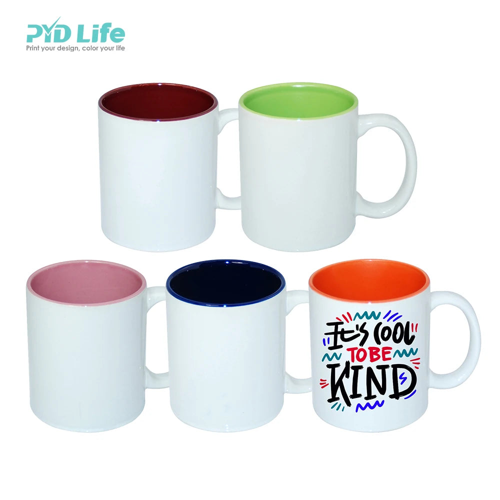 PYD Life Hot Sale Custom 11oz Sublimation Mugs Two Tone Color Ceramic Coffee Mugs for Sale