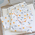 Kimono Maple Leaf Pajama Sets Women 100% Gauze Cotton Long Sleeve Casual Sleepwear Women Pyjamas Autumn Hot Sale