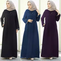 DEMU New Women's Solid Color Long Skirt Malaysia Dubai Zipper Cardigan Robe for Muslim Factory Direct Sales