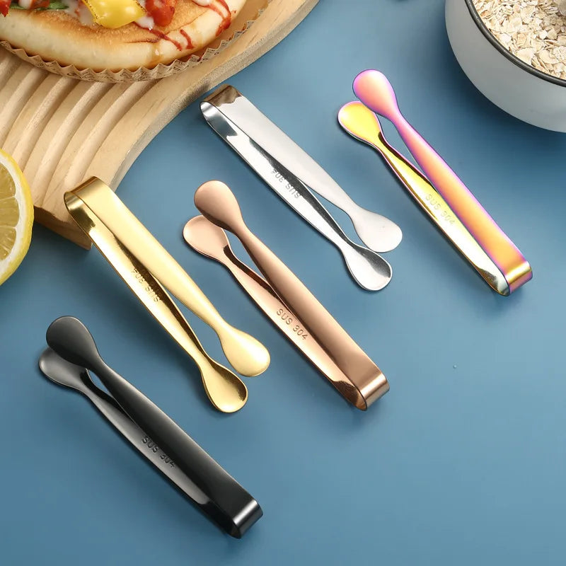 USSE Kitchen 304 Stainless Steel Clips Ice Sugar Cube Clips Ice Cube Bucket Clips Food Snack Tongs Thickened Multi-Purpose Tong