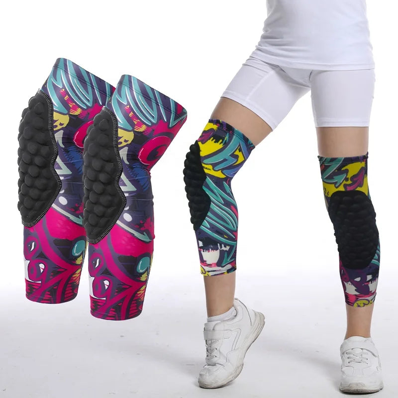 Kids High Elastic Polyester Elbow and Knee Pads Thick Honeycomb EVA Blocks Sports Protection for Gym Football Volleyball