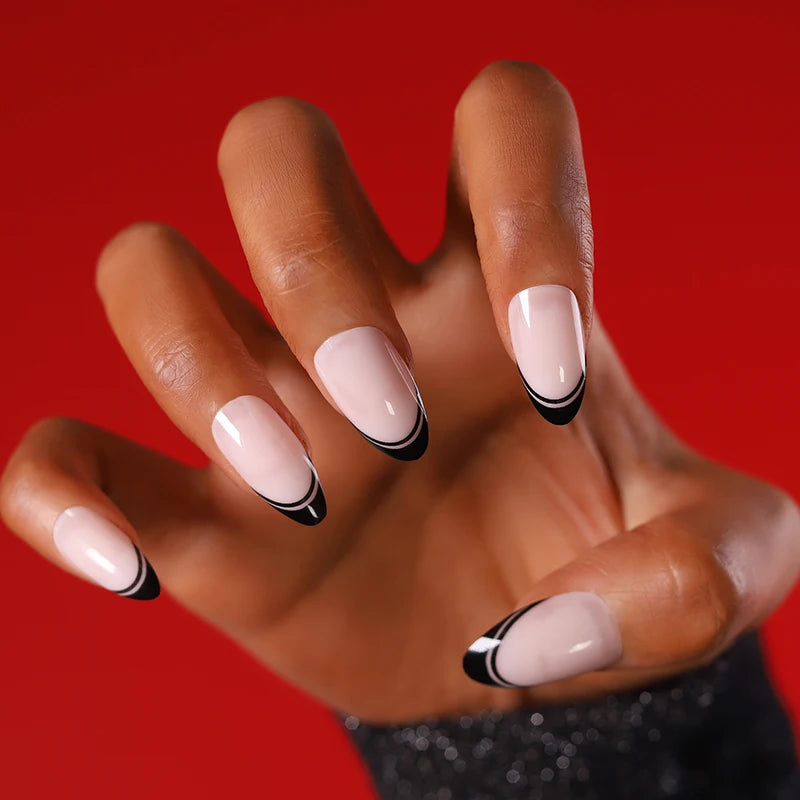 Sharp Brown Chocolate Fake Nails Full Cover Point Medium Long Artificial Gel Nails Art Simple Daily Manicure Accessories