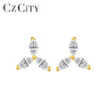 CZCITY Flower Bead Butterfly Marquise Cut Silver Cubic Zirconia Stud Small Sterling Custom Minimalist Earring