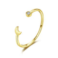 CZCITY Silver Open Stackable 925 Sterling Jewelry Adjustable Cz Gold Moon Engagement Women Dilver Wedding Simple Fashion Ring