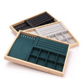 Multiple Colors Bamboo New Jewelry Set Necklace Rings Organizer Tray With 8 Cross