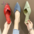 Wholesale China Stylish High Heel Half slippers Colorful Pointed Toe Summer Sandals for Women