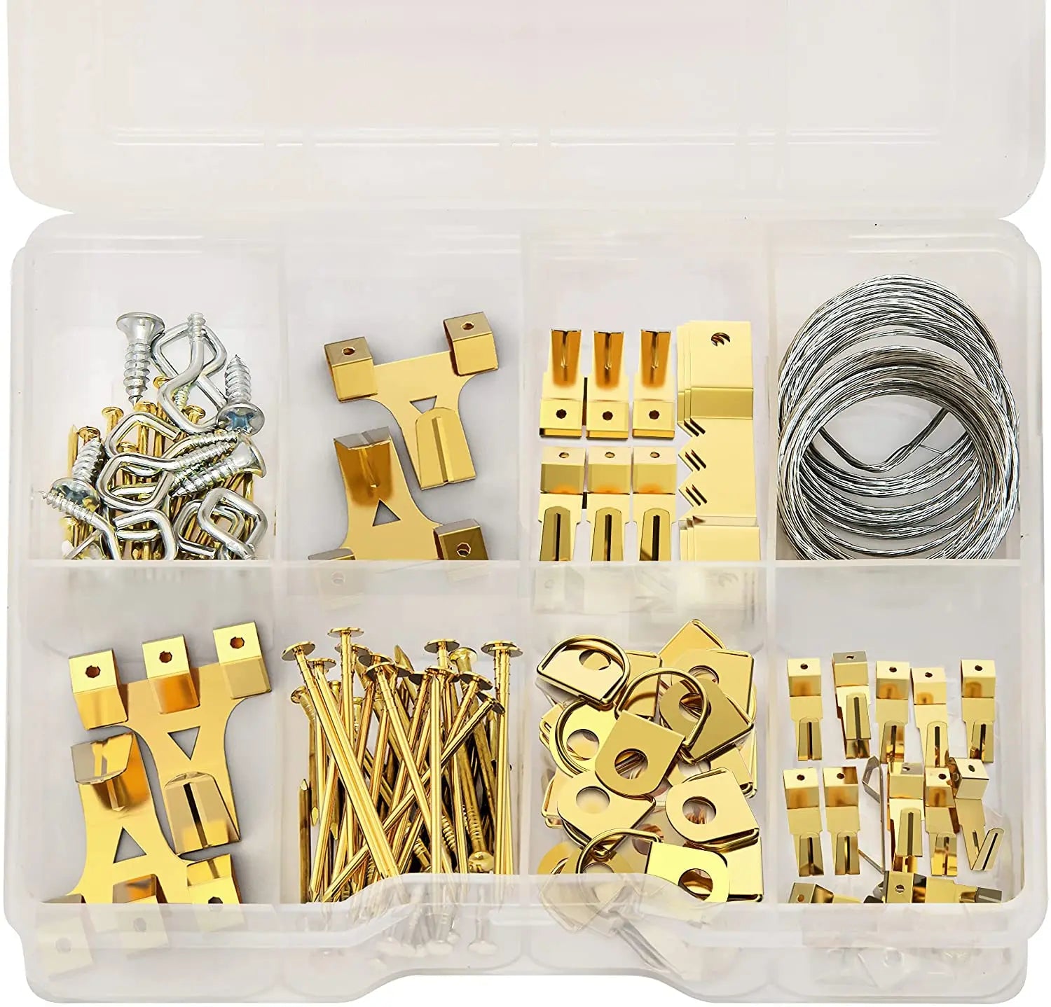 Picture Hanging Hooks Assorted Picture Hangers Nails Wire Screws D-Rings and Sawtooth Heavy Picture Hanging Kit of Wire