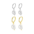GE96 Korean  Fashion Fine Jewelry S925 Sterling Silver Gold Plated Drop Natural Baroque Pearl Earrings for Women Gift