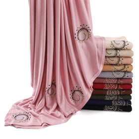 Premium Jersey Hijab Winter Women Jersey Veils Scarf Ethnic Scarves & Shawls Stretch Muslim Rhinestone Hijab