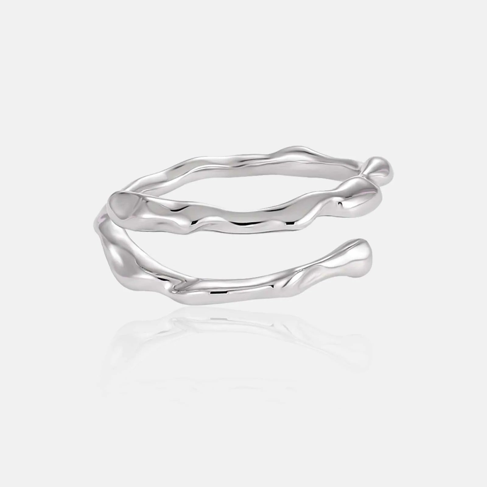 FUAMAY Fashion Simple 925 Sterling Silver Open Rings Plain Minimalist Wrap Rings
