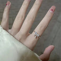 Yubiwa Korean Temperament Sweet Bowknot Zircon Silver Plated Jewelry Rings Opening Adjustable Women's Fashion Versatile Rings