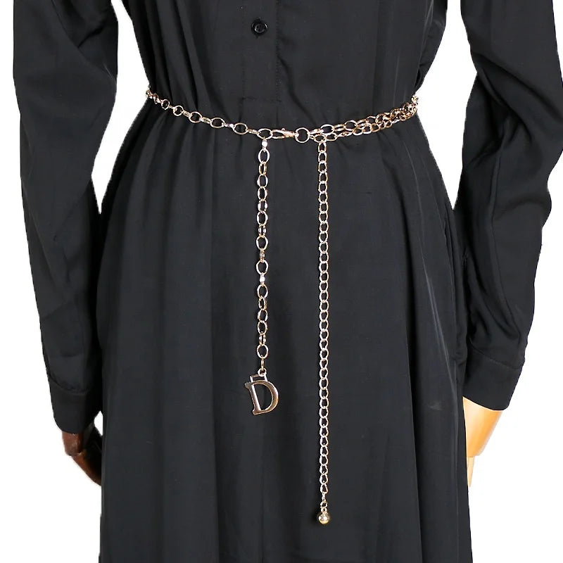Fashion Personality Ladies Metal Waist Belt Waist Accessories Decorative Chain Letters Waist Chain