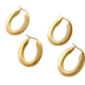 Popular 18K Gold Plated Geometric Oval Earrings Girls Jewelry Stainless Steel U-Shaped Frosted Matte Hoop Earrings