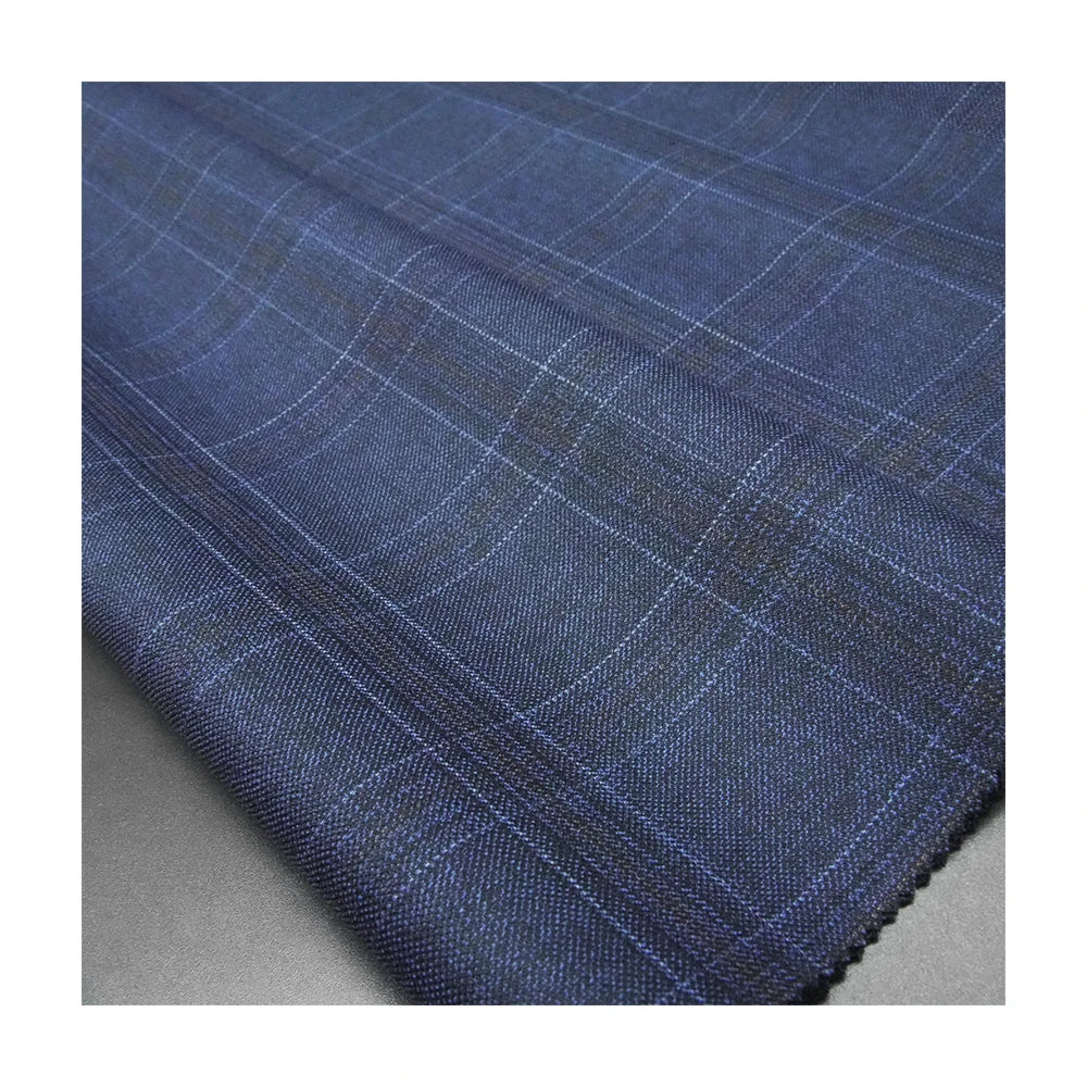 Luxury Men's Suit Eco-Friendly Organic Yarn Dyed Wool Polyester Worsted Fabric for Jackets