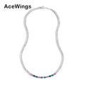 BC181 3MM Colorful Women's Geometric Link Tennis Chain Necklace Brass CZ Silver Plated Hip Hop Fashion Jewelry