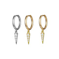 FUAMAY 925 Solid  Silver Gold Plated Triangle Spike Hoop Earrings Zircon Jewelry Drop Earring Making Ohrringe Mit Spiked Hoop