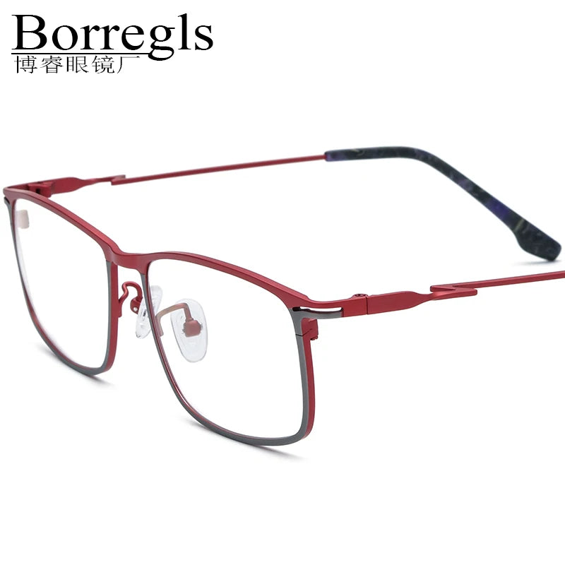 Borregls Colorful Titanium Glasses Frame Men 2025 New Brand Designer Square Eyeglasses Women High Quality Optical Eyewear 185777