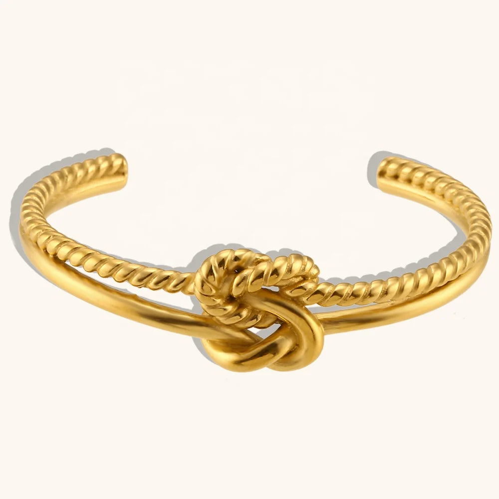 Fashion Open Twist Tied Cuff Bangle Bracelets Stainless Steel Bracelets for Women