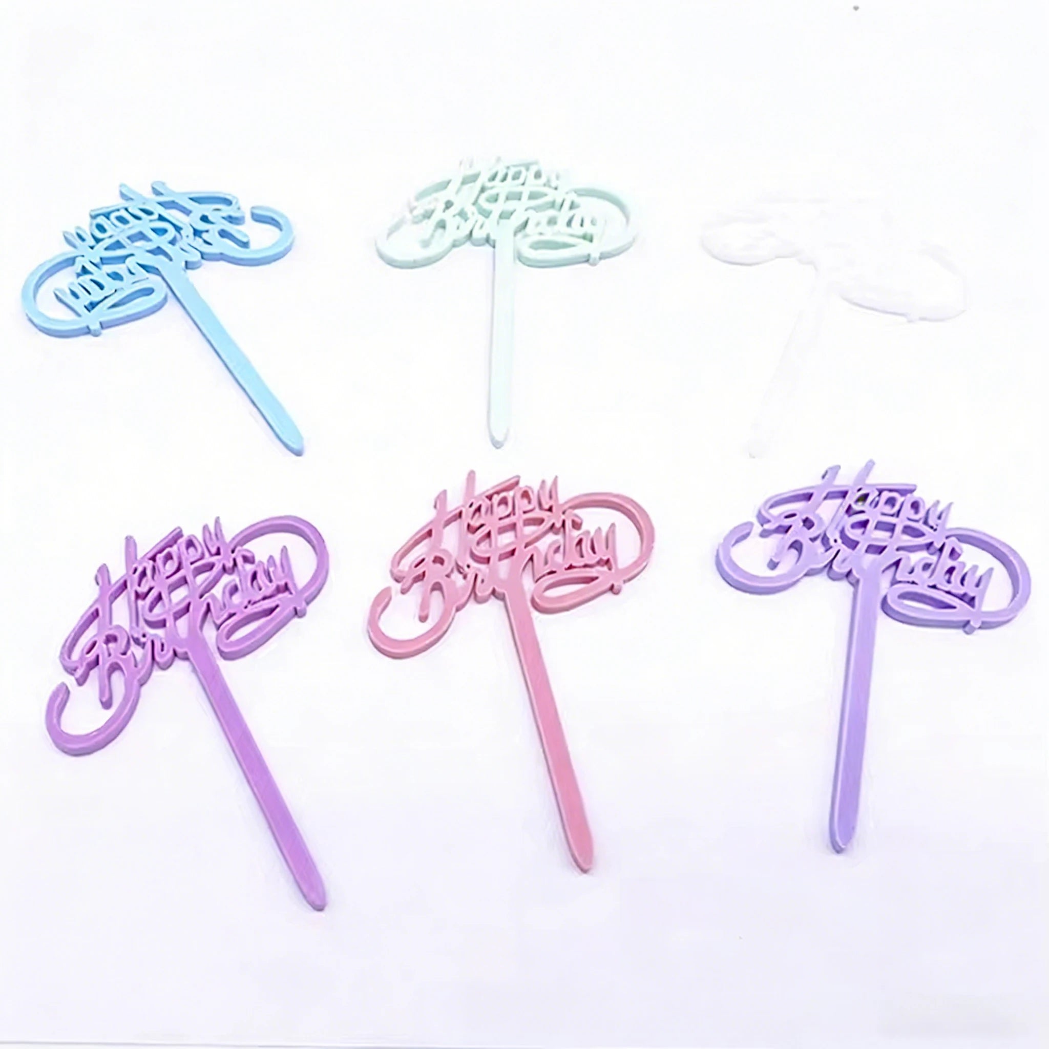 2026 Hot Selling Mixed Color Happy Birthday Acrylic Cake Topper  in Small Size  for Anniversary Party Decorations