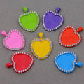 Fashion 25mm Heart Shape Glass Cabochon Base Tray Pendant Colored Painted Crystal Alloy Base Pendant Jewelry Accessories