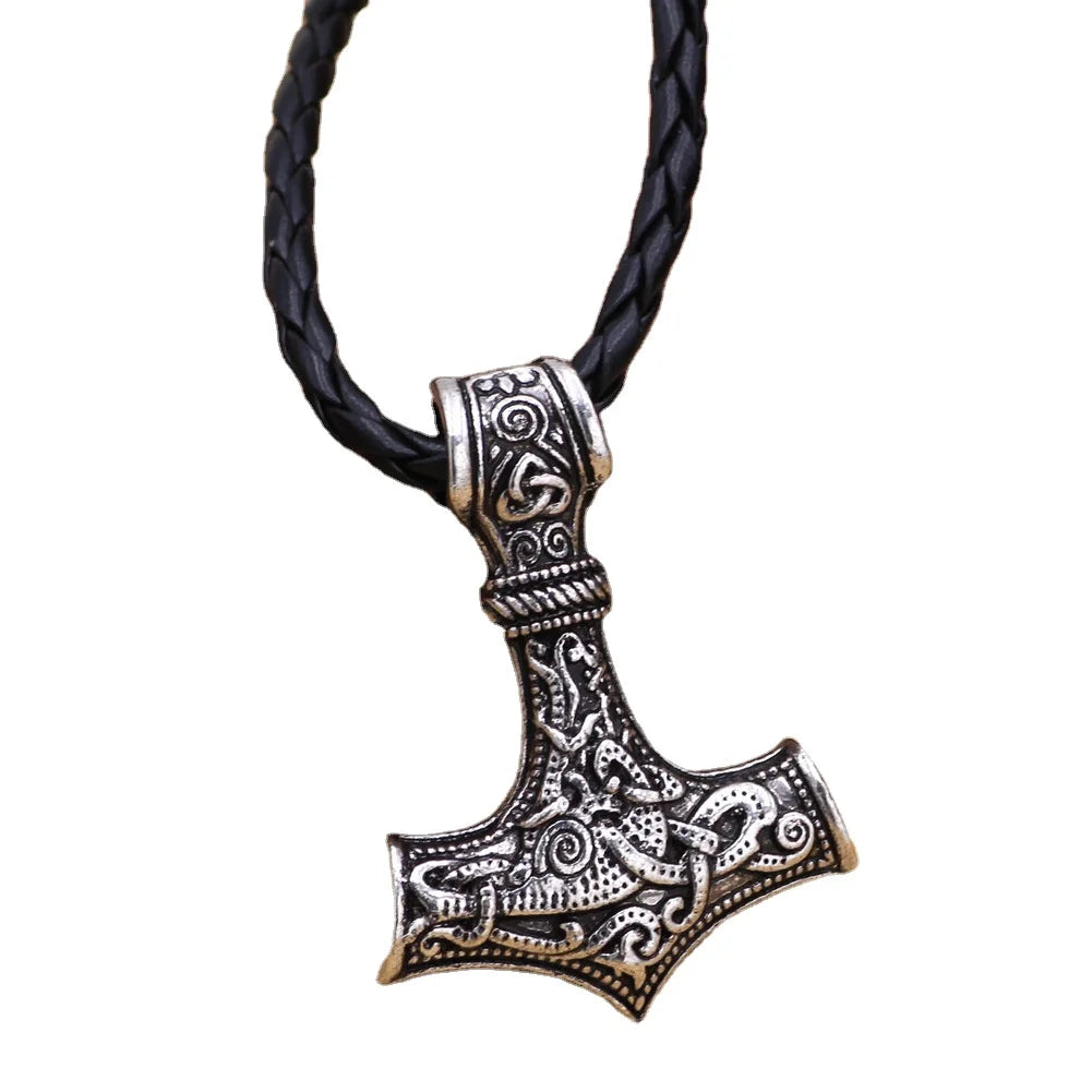 Fashion Nordic Viking Thor's Hammer Necklace Stainless Steel Amulet Retro Pendant Ornaments Hipster Men's Necklace