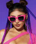 Square Big Frame UV400 Shades Oversized Sunglasses Hot Pink Street Shot Cat Eye Sun Glasses Women