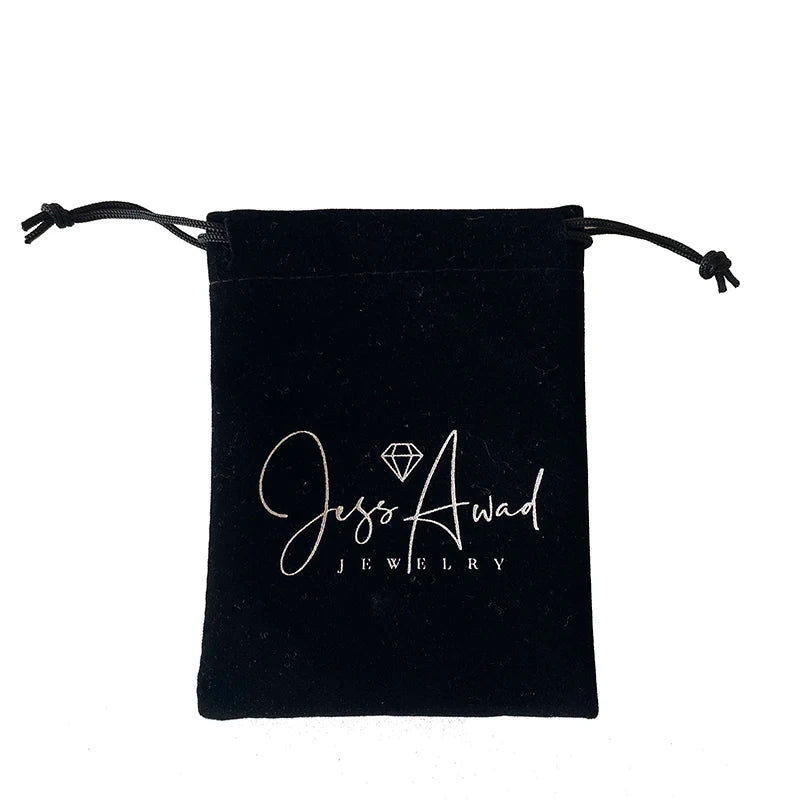 Accept Custom Brand Logo 4x5 Inch Black Drawstring Velvet Jewelry Accessories Bags