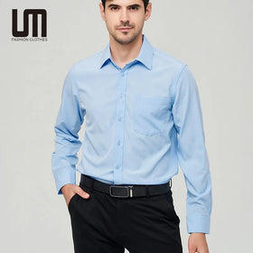 Clearance Sales Autumn Wholesale Fashion Men Clothes Solid Long Sleeve Loose Plus Size Business Formal Casual Shirts