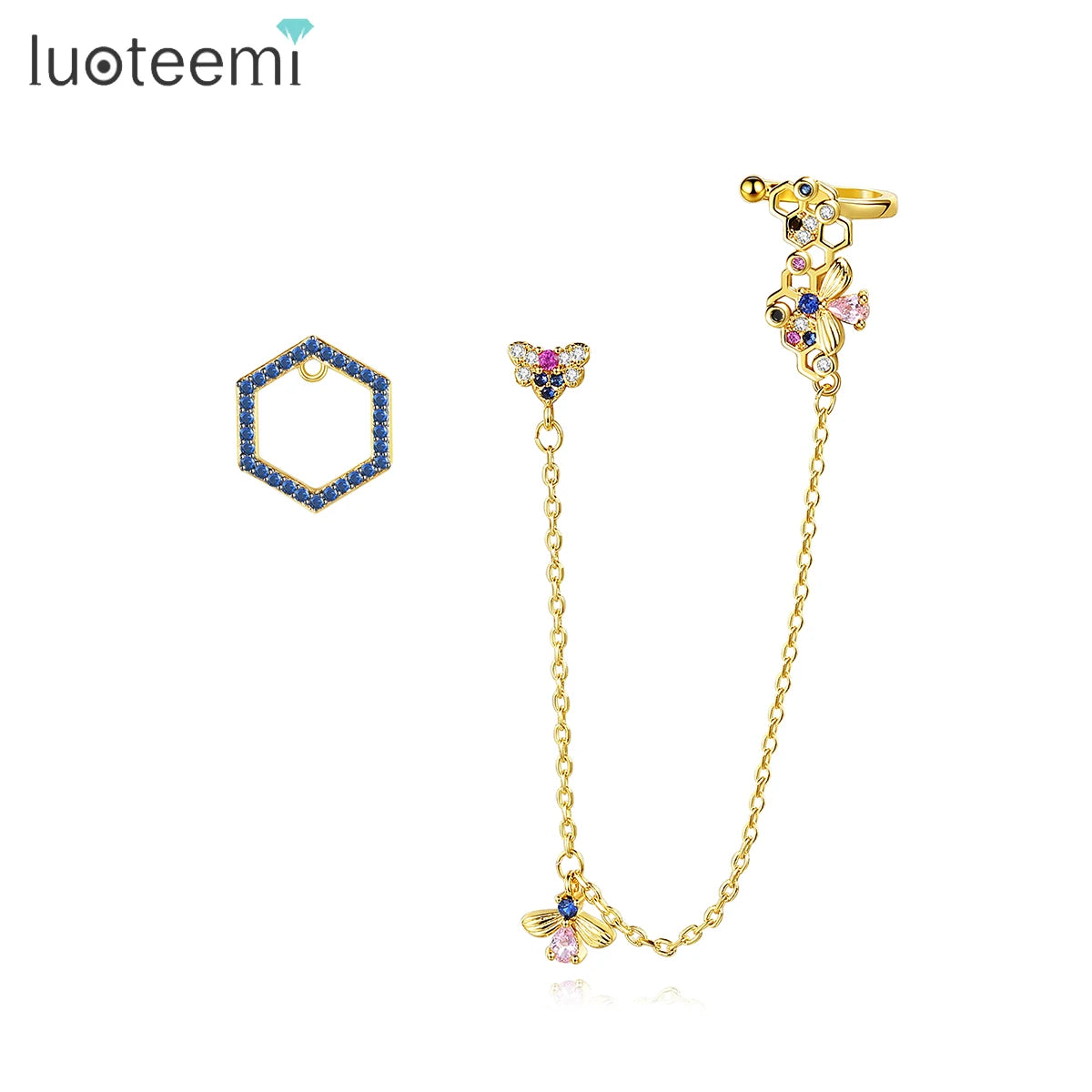 LUOTEEMI Funny Dainty Long Tassel Drop Ethnic Modern Designer Set Korean Fashion Earing Cartilage Earring Studs