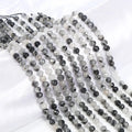 Loose Precious Gemstone Stone Cutting Black Quartz Rulitated Faceted Round Beads Strands Bracelet Diy Jewelry Making Stone Beads