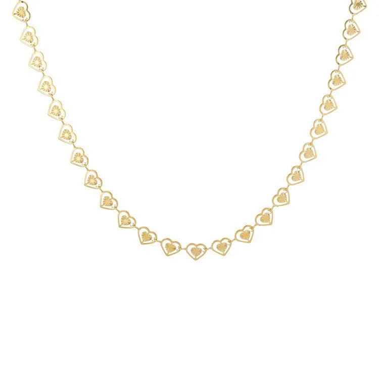 Trendy Waterproof Design Jewelry Heart Shape Love Pieces Chain Necklace 18k Gold Plated Stainless Steel Choker Necklaces YF4076