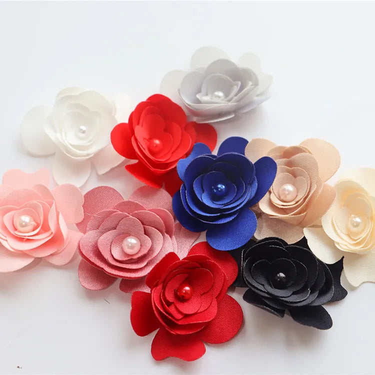 Multicolor 3D Beaded Lace Flowers Handmade Embroidered Tulle Fabric 4cm Width Garment & Home Decor DIY Headdress 100% Polyester