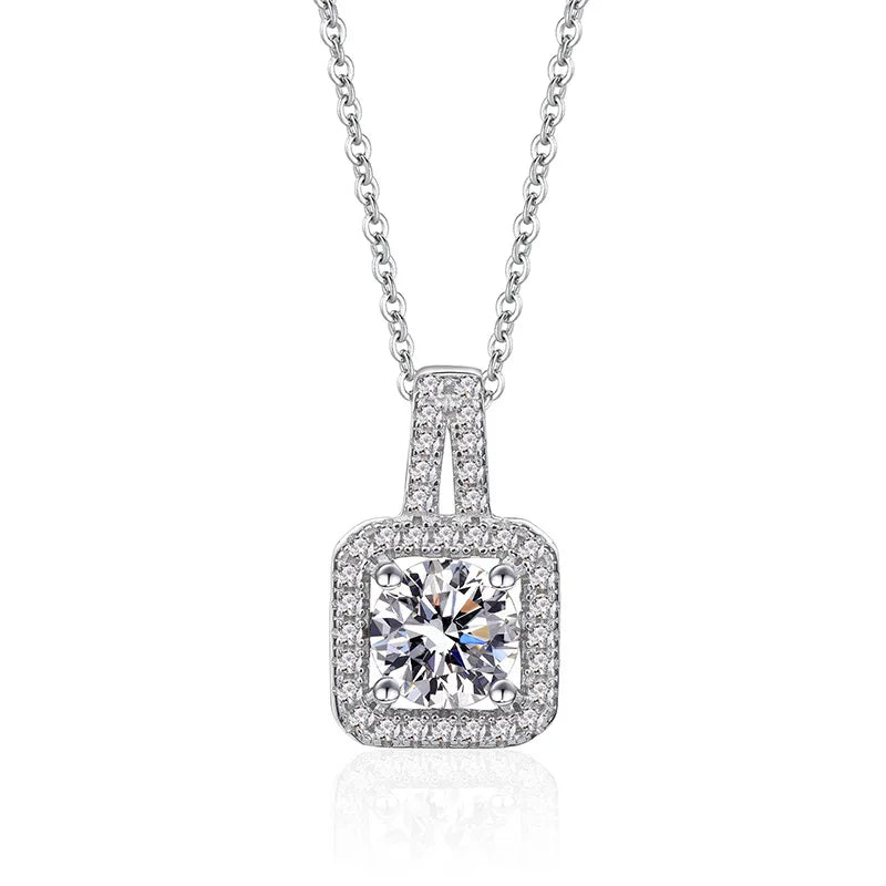 1 Carat Moissanite Diamond Pendant Necklace 925 Sterling Silver Classic Wedding Jewelry Women