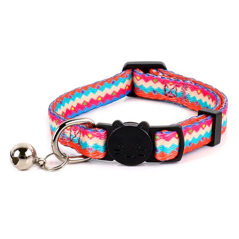 2025 Fashion-Style Personalized Cat Accessories Multi-Color Laser Collar with Safety Buckle Name Tag and Collar Belt Bell